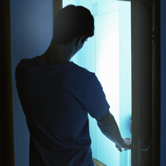 Man awake at nighttime