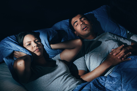 Man snoring, wife cannot sleep